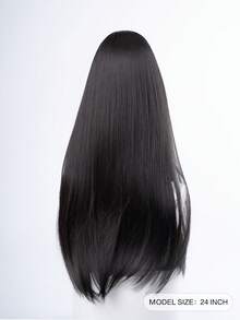 SHUDUO 1 Black Brown Synthetic Heat Resistant Straight Wig Piece, Made Of Fibers For Added Volume, Natural And Realistic Wig (No Accessories Included)