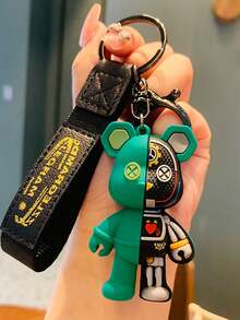 3D卡通熊造型钥匙扣，男女通用机械熊钥匙链，时尚创意钥匙圈，适用于汽车、包包、礼品、钥匙扣、挂绳、学习用品、教师礼物、节日和派对礼品 - 黑色 - 查看 16