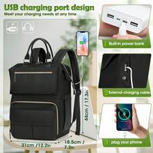 NEWHEY 17.3 Inch Insulated Lunch Backpack, Unisex Travel Backpack With USB Charging Port, Waterproof Laptop Backpack Approved For Flight, Anti-Theft School Backpack