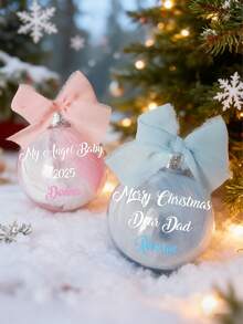 1 pezzo Ornamento natalizio personalizzato con piume e nastro, decorazione personalizzata per albero di Natale, decorazione per feste di Natale, palla di Natale personalizzata