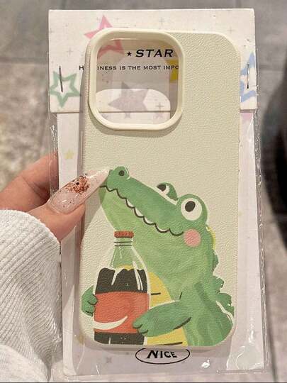 1 pieza Funda protectora suave y antideslizante con textura y diseño vintage de cocodrilo compatible con teléfonos Apple