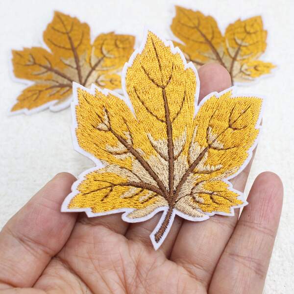 2pcs Maple Leaf Embroidered Iron-On Patches - No Sewing Required, Heat Activated Adhesive, Suitable For Clothing, Bags, Hats, DIY Crafts, Garment Decoration, Great For Sewing Enthusiasts