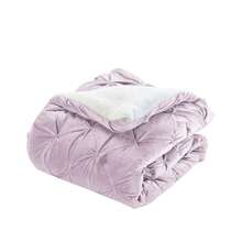 Elegant Comfort Ultra Soft 3pcs Pinch Pleated Pintuck Microsuede Fleece Reversible Sherpa Comforter Set With Shams, Cozy Warm Breathable, Easy Care Quilt Comforter Sets, Full/Queen, King/California King Size Bed For All Seasons, Christmas Decorations Gifts, Cozy Winter Styles, Holiday Décor - 塵土飛揚的玫瑰 - 查看 4