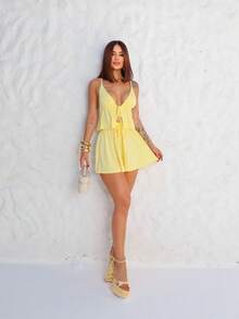 Women's Set, Shorts Set, Summer Set, Candy Color Set, Set With Blouse - Màu vàng - Xem 2