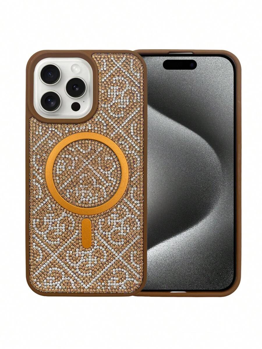 Magnetic Case Compatible With Wireless Charging With Glossy Design - Shockproof Protection For Phones - 棕色 - 查看 1