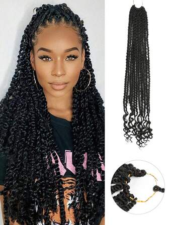 Extensiones de cabello trenzado sintético de 24 pulgadas, 1 paquete, pre-lazadas, pre-retorcidas, suaves y rizadas, para trenzar a ganchillo, de color negro, marrón y multicolor, para que las mujeres las usen a diario, en fiestas, festivales de música y Halloween