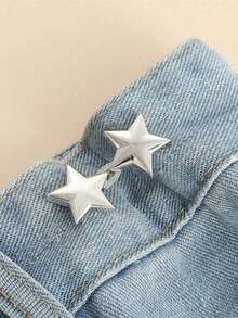 4-1pc Adjustable Waistband Buckles, No Sewing Required, Removable Jeans Waist Extender, Small Metal Extender Button, Cute Star-Shaped Waist Tie Buckle For Pants, Skirts, Trousers, Collar Button Brooches For Women And Men, Metal, Fashionable And Removable Trouser Clip, Bag Accessories For Girls, Students And Gifts For Mom,Back To School - Multicolor - View 5