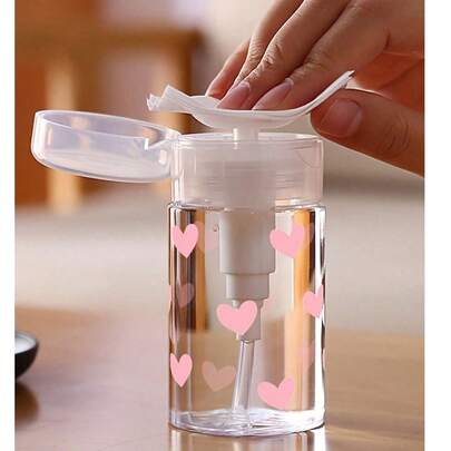 Botella de viaje recargable transparente de PET con patrón de mariposa rosa, dispensador de desmaquillante con bomba portátil de 100ml/200ml, apto para quitaesmalte, tónico y desmaquillante, diseño de cúpula, lavar a mano, reutilizable (medido a mano, con un error normal de 2 cm, los mililitros son la unidad precisa)