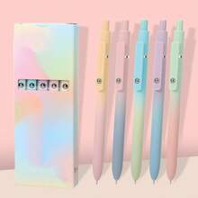 5 Pcs 0.7mm Black Gel Pens – Smooth  Fine Tip, Quick-Dry Ink, Smooth Writing Pens Aesthetic Gradient Design | Must-Have Study Tools For Back To School Gifts For Girly Nursing Teacher Women - D - View 13