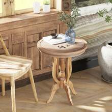 COZAYH Rustic Farmhouse End Table, Natural Top Side Table For Family, Dinning Or Living Room, Distressed Finish, Mid Century Modern - Sleek Base Design - Natural - 查看 8