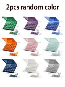 1pc 30-Slot Pill Box, 2pcs 30-Day Pill Organizer, Monthly Pill Storage Box, 30-Slot Medication Box, Travel Monthly Pill Case, Storage Container - Multicolor - View 16