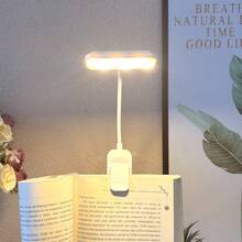 1pc 12 LED White Eye-Care Rechargeable Clip-On Book Light, Super Bright Dimmable 3 Color Temperatures Portable Clip Lamp, Suitable For Bedside Reading, Dorm Study, Gift For Book Lovers, Students, Friends - White Horizontal Style - View 5