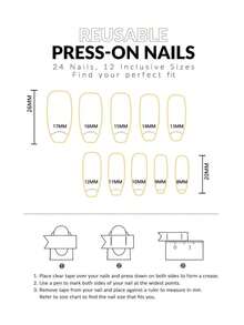 24Pcs Almond Shape Glossy Solid Color Press-On Nails Set, Including 1Pc Gel Glue And 1Pc Nail File, Suitable For Party, Dance And Daily Wear, Reusable And Removable Nail Supplies Nails - 彩色 - 查看 5