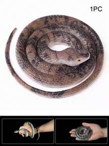 1pc Realistic Soft Rubber Snake Prop, Vivid Patterned Python Design, Scary Animal Snake Toy, Flexible & Washable, Halloween Party Gag Gift, Christmas Present