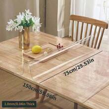 1pc Luxury Transparent Table Cover - 1.0mm Thick 100% PVC, Scratch-Resistant And Heat-Resistant Protective Cover, Suitable For Dining Table, Coffee Table, Computer Desk - Perfect For Home, Office And Hotel Use - Elegant Square Design - White - View 22