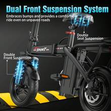Z6 Foldable Electric Bike For Adults, 14" Electric E-Bike With 500W Peak Motor, Max 25Miles 20MPH Electric Bicycles, Dual Front Suspension - 查看 3