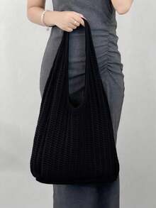 Yogodlns Mode gehäkelte Taschen für Frauen Sommer Strandtasche ästhetische Tragetaschen Boho gewebte gestrickte Schultertasche gehäkelte Cut Out Schultertasche Unterarmmtasche große Kapazität gehäkelte Tasche Einkaufstaschen Lässig Strandtasche Pendlertasche