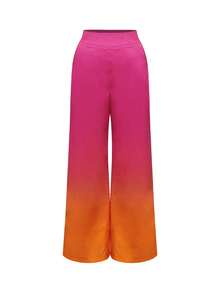 Bộ đồ nữ mới mùa xuân: Áo dài tay bằng vải satin màu chuyển sắc, cổ ve lật, vai xéo và quần dài kiểu dáng thường ngày. - Nhiều màu - Xem 6