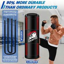 4FT Hanging Punching Bag For Adults New Upgrade Heavy Unfilled PU Boxing Bag Set With 12oz Boxing Gloves Punch Bag For MMA Karate Kickboxing Muay Thai Training - 黑色 - 查看 4