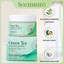 Máscara de Argila de Chá Verde SEEMSURE com Lama Vulcânica - Limpeza Profunda, Refinamento de Poros, Controle de Oleosidade, Clareamento, 120g