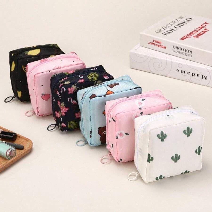 1PCS Cute Cartoon Girl Sanitary Napkin Storage Bag, Large-Capacity Sanitary Napkin Storage Bag, Portable Travel Bag - Nhiều màu - Xem 1