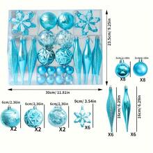 Set de 40 de globuri de Crăciun pictate și galvanizate, perfecte pentru agățarea decorațiunilor de casă pentru a crea o atmosferă festivă. Decorațiuni cu globuri de Crăciun, ornamente pentru bradul de Crăciun, decorațiuni de Crăciun alb-negru, ornamente de Crăciun turcoaz