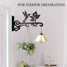 1pc 10-Inch Metal Plant Hanger - Decorative Wall Mount Rack With Bird Design, Suitable For Indoor And Outdoor Use - Hanging Bracket For Plants, Flower Baskets, Bird Feeders, Lanterns - Patio, Garden, Home Decor - Black - View 3