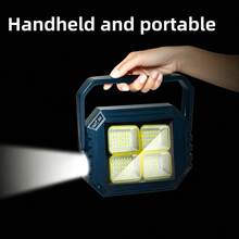 1/2pcs Multi-Function Solar Camping Light, 96 LED Portable Lamp With Side Spotlight, 4 Lighting Modes, 2*1200mAh Lithium-Ion Battery For All-Night Illumination, Digital Display Battery Level, USB Or Solar Charging, Suitable For Outdoor, Camping, Emergency, Expedition, Hiking