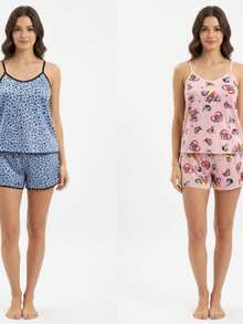 Kit 2 Baby Dolls Conforto do Verão – Pijamas Leves para Noites Fresquinhas - Multicolorido - Visão 8