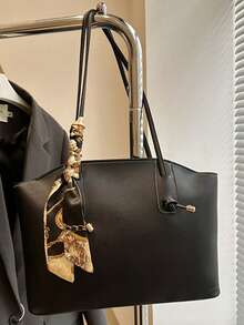 Nueva bolsa de hombro versátil de unicolor de lujo para mujer - Negro - Ver 7