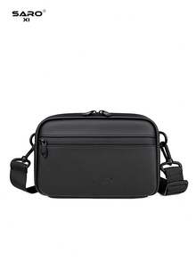 男士时尚休闲斜挎包，大容量青年街头风单肩包，新款情人节礼品袋 - 黑色 - 查看 6