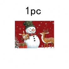 1 pieza/4 piezas/6 piezas/100 piezas Vajilla con patrón de muñeco de nieve y alce, aislante térmico, de poliéster lavable a máquina, vajilla protectora, decoración central, decoración diaria para la sala de estar familiar, adecuada para decoración de reuniones grupales