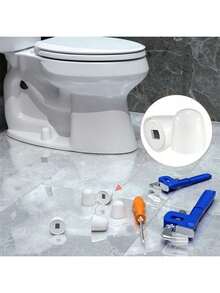 1pc Universal Toilet Bolt Cover, Circular Plastic Push In Toilet Bolt Cover With Additional Washer For Easy Installation, 1.44 Inches High - White - View 1
