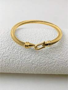 1 Stück minimalistisches Hufeisen-Schloss Armband aus Titan-Stahl, geeignet für Mädchen, Frauen, Paare, als täglicher Schmuck