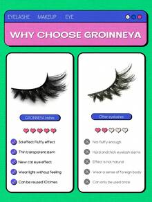 GROINNEYA Pestañas de ojo de gato, 5 pares de pestañas de zorro, pestañas postizas de visón falso esponjosas, pestañas postizas de aspecto natural, extensión de pestañas de maquillaje (3DMAO-30)