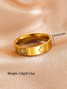 1枚不锈钢镀18K金四叶草戒指，优雅的圈形饰品，适合儿童日常佩戴和作为礼物