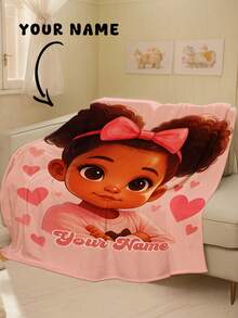 1件可定制文字家庭毯,女孩图案纪念毯。适合女孩、男孩、成人,情人节礼物,轻便,婴儿毯,个性化披毯,个性化照片毯,个性化婴儿毯,新生儿毯,返校时尚,家庭必备 - 彩色 - 查看 5