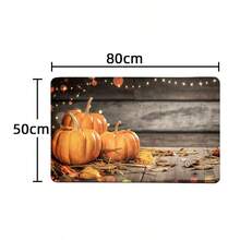 1pc Pumpkin Pattern Floor Mat, Soft Plush Surface, Anti-Fatigue Rug For Home, Bathroom, Kitchen Decor, Thanksgiving, Christmas And Autumn Themed, Classic Minimalist Style, Comfortable Underfoot, Relieve Fatigue