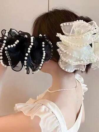 1 件复古缎面蝴蝶结爪夹，优雅高端蝴蝶夹，适合马尾辫、发髻、日常、派对、约会、节日、生日、时尚配饰优雅发夹冬季发饰时尚发夹