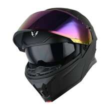 1Storm Motorcycle Modular Flip Up Dual Visor Helmet Street Bike Sun Shield Full Face KT928: Matt Black  + One Extra Clear Shield - L - View 4