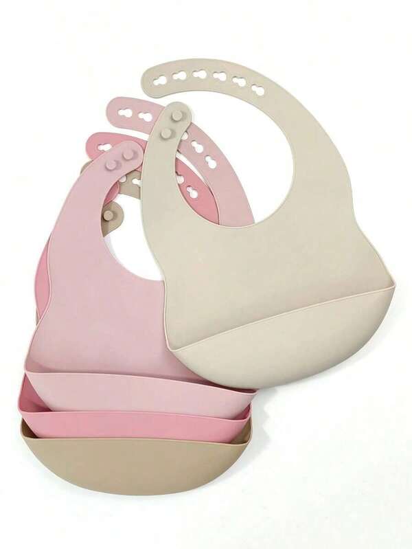 2pcs/Set Adjustable Easy Cleaning Waterproof & Durable Silicone/Toddler Bibs, Versatile Feeding, Daily Use