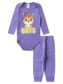Kit 8 Peças Body Bebê Manga Longa Roupas de Bebê 100% Algodão - 4 Conjuntos - Pink - Visão 5