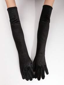 1 Pair Women's Vintage Velvet Long Gloves, Autumn/Winter Warm, Cosplay, Party, Wedding, Formal Event, Ball Accessory Christmas - Multicolor - View 2