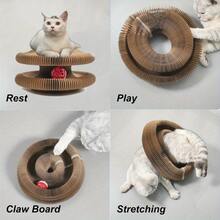 Kratzbrett für Katzen mit Glöckchen, Selbstbeschäftigungsspielzeug für Katzen, kann als Kratzbaum und Katzenkorb verwendet werden, Krallenschärfer für Katzen für den Innenbereich, schützt Möbel vor Kratzen, geeignet für Kätzchen und erwachsene Katzen - Einheitsgröße - Übersicht 3