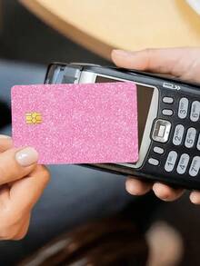 Leopard Print Glitter Card Stickers, Glitter Card Holders, Dubai Luxury Style, Cool Crystal Frosted Starry Silver Shiny Solid Color Stickers, Suitable For Credit Cards, Debit Cards, Transportation Cards, Access Cards, With Waterproof Function - Multicolor - View 7