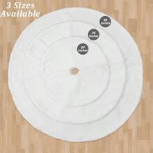 White Tree Skirts 24 Inches Plush Tree Skirt Small Faux Fur Tree Mats Small Trees Xmas Party Holiday Decorations