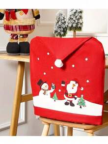 1 pieza/2 piezas/4 piezas Fundas decorativas navideñas para silla, fundas traseras de silla con estampado de tela no tejida de Papá Noel, decoración para fiestas festivas, decoración navideña de cocina, Halloween, decoración de Halloween