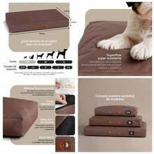 Cama Antiestrs de Foam para Perro y Gato, Colchoneta para Mascota Lavable Azul, Mediano - Chico + Café - Ver 1