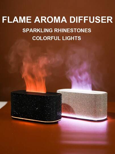 1pc Mini 160ML Diamond-Shaped Ultrasonic LED 7-Color Gradient Flame Light Aroma Diffuser, Colorful Humidifier, Visible Humidification, Suitable For Home, Office Desk, Bedroom, Car, Travel, Can Add Essential Oils, Air Humidity Regulator