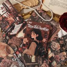 50 piezas/Libro Libro de patrones de personajes vintage, Serie Pasillo del Tiempo, Accesorios de cuaderno, Papel artesanal DIY para decoración de scrapbooking